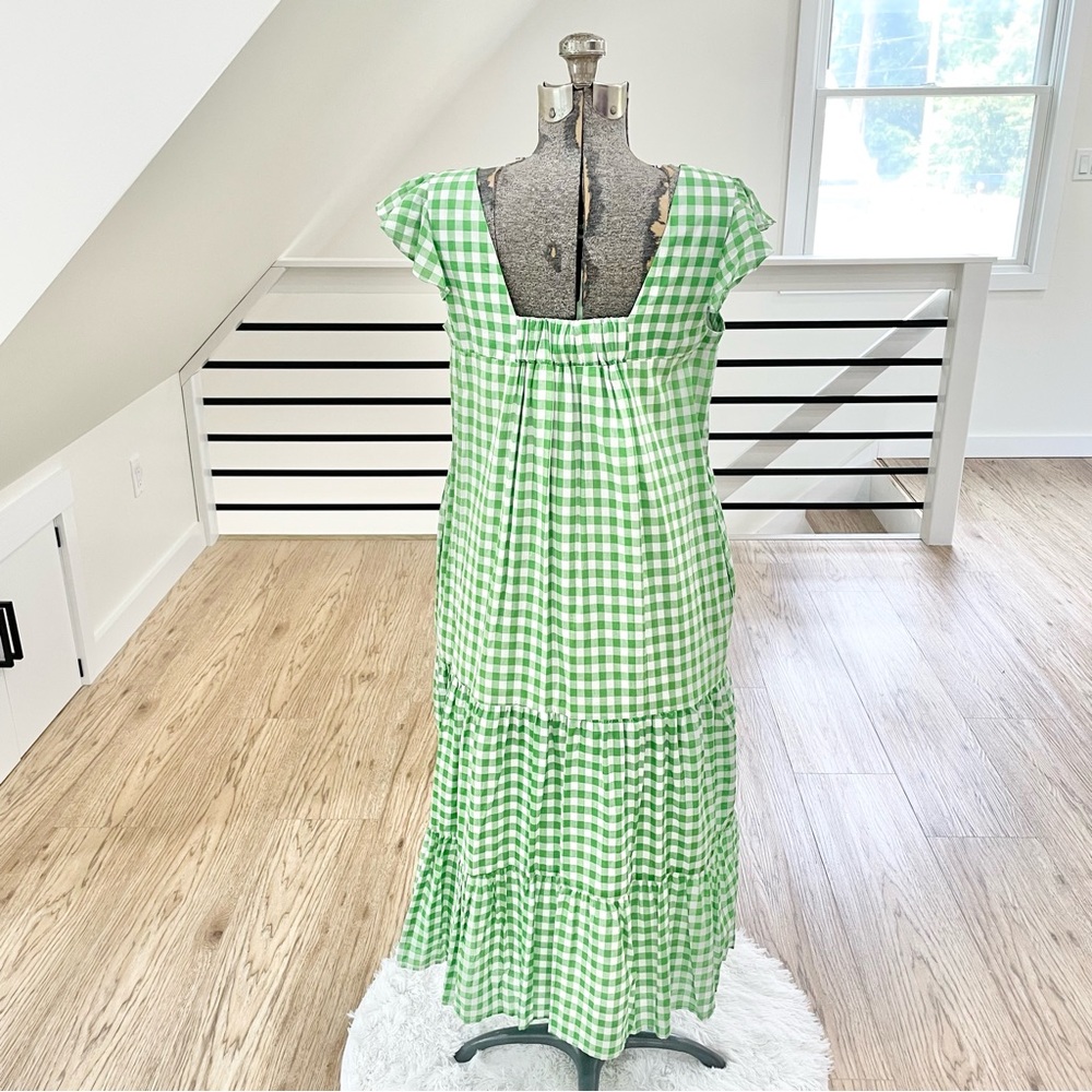 NWT S Draper James, green and white checkered maxi dress - Picture 8 of 8